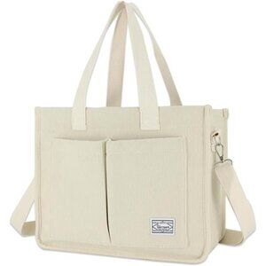 Tote Bag with Pockets Beige